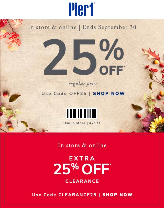 Pier 1 coupons & promo code for [January 2022]