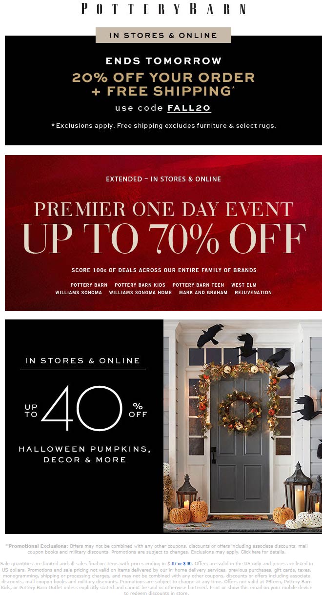 Pottery Barn coupons & promo code for [September 2022]