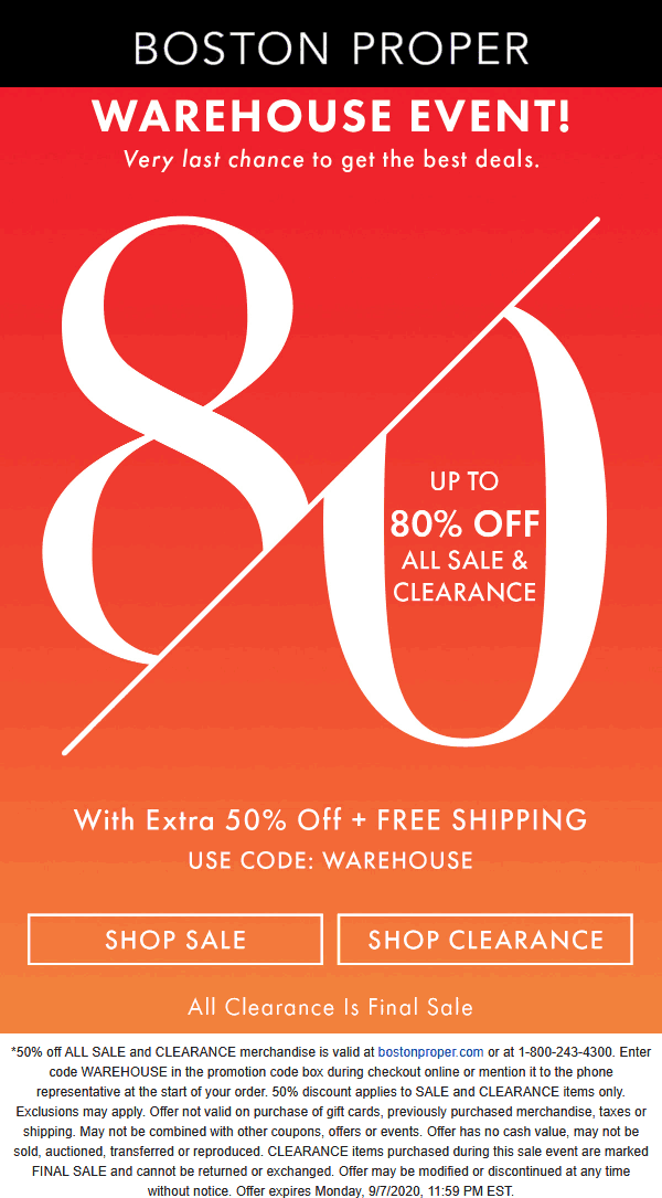 Extra 50 Off All Sale Clearance At Boston Proper Via Promo Code 