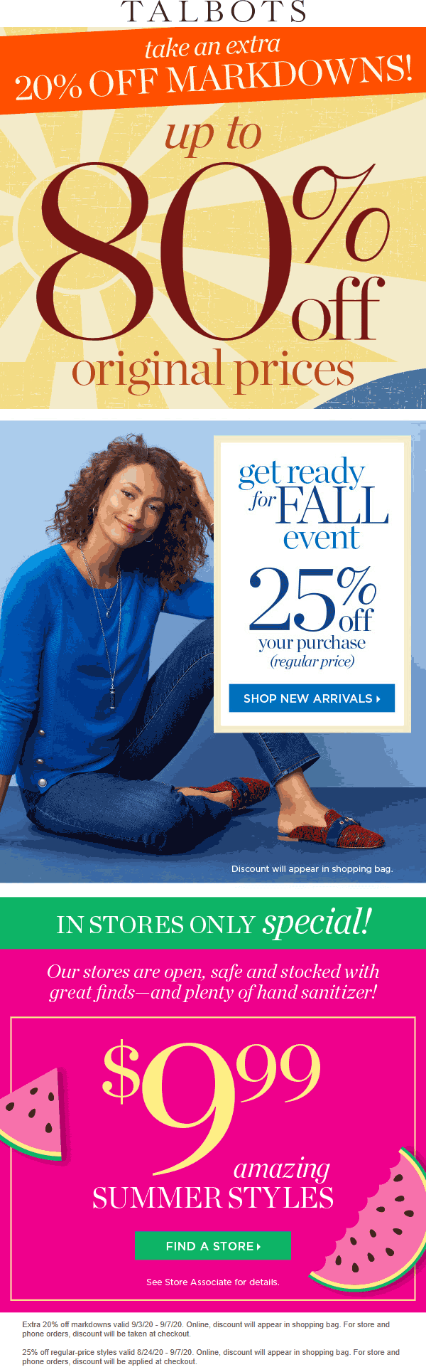 Talbots stores Coupon  Extra 25% off & more at Talbots, ditto online #talbots 