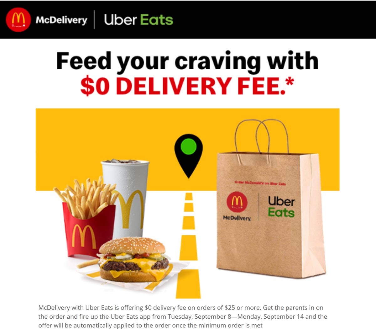 McDonalds restaurants Coupon  Free delivery on $25 spent at McDonalds restaurants #mcdonalds 