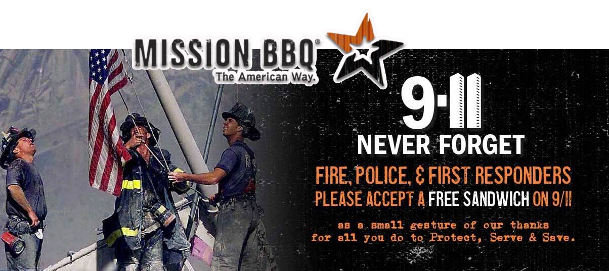 Fire police & first responders enjoy a free sandwich Friday at Mission