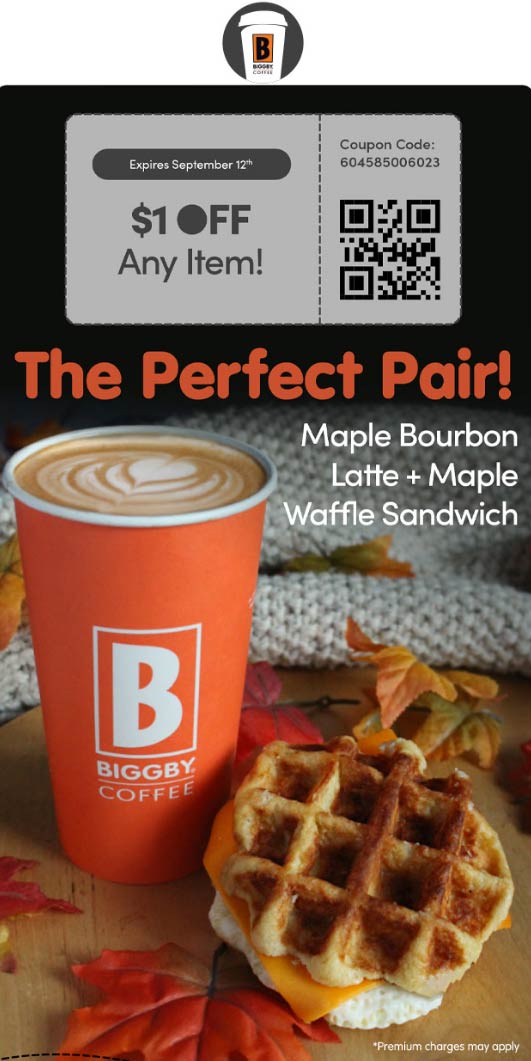 1 off your drink at Biggby Coffee biggbycoffee The Coupons App®