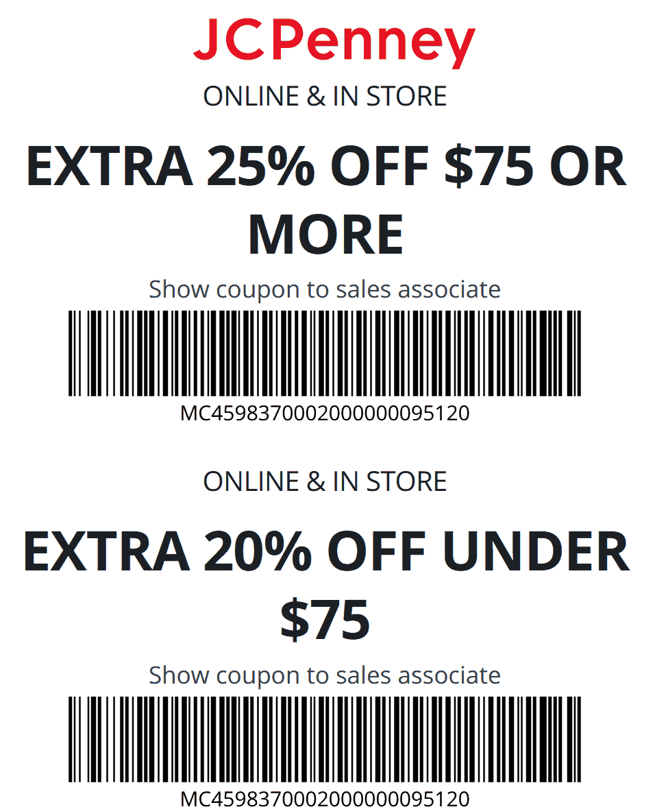 JCPenney stores Coupon  20-25% off at JCPenney, or online via promo code TOSAVE44 #jcpenney 