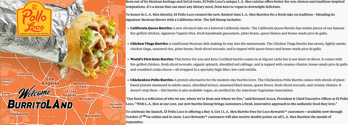 [January, 2021] 5th L.A. Mex burrito free at El Pollo Loco