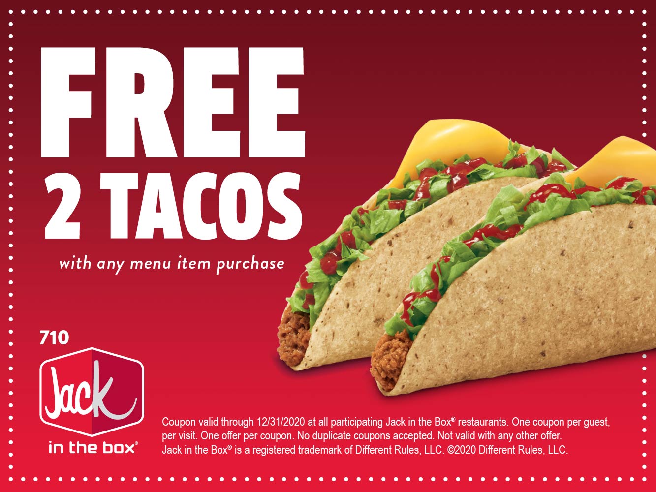 Jack in the Box restaurants Coupon  2 free tacos with any purchase all year at Jack in the Box restaurants #jackinthebox 