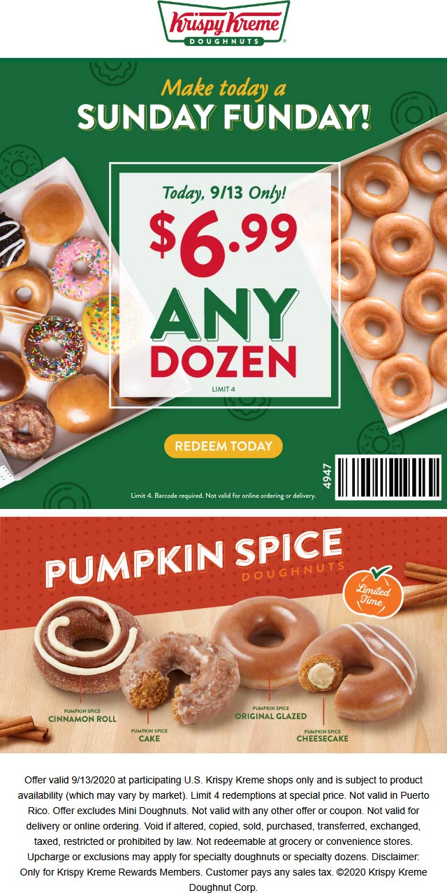 7 dozen doughnuts today at Krispy Kreme krispykreme The Coupons App®