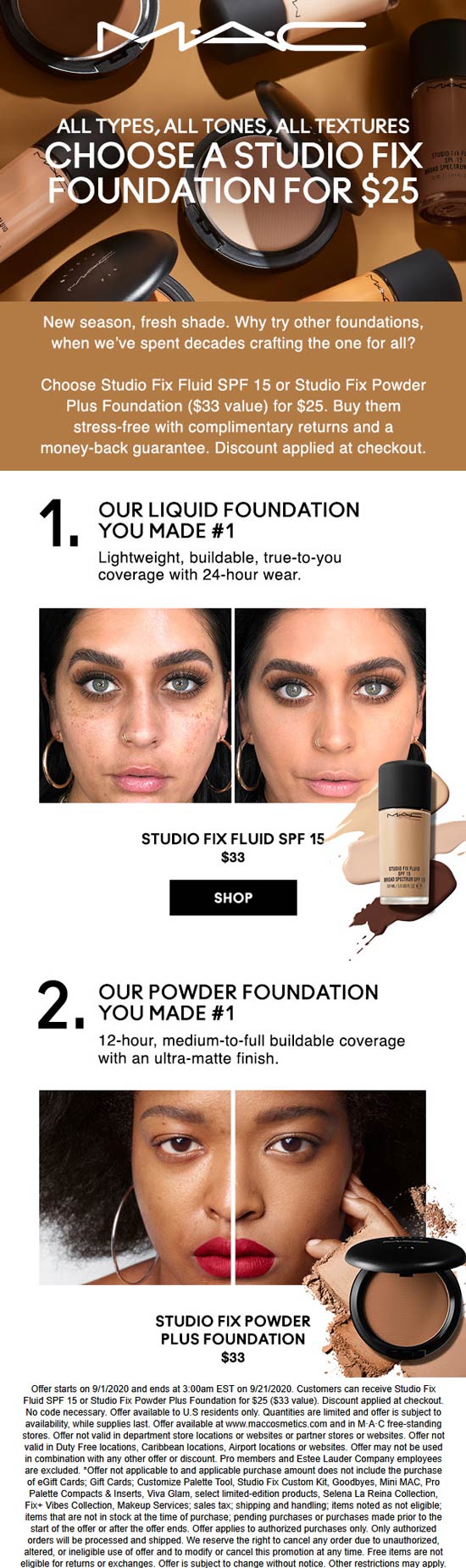 MAC stores Coupon  $8 off powder foundation at MAC cosmetics, ditto online #mac 