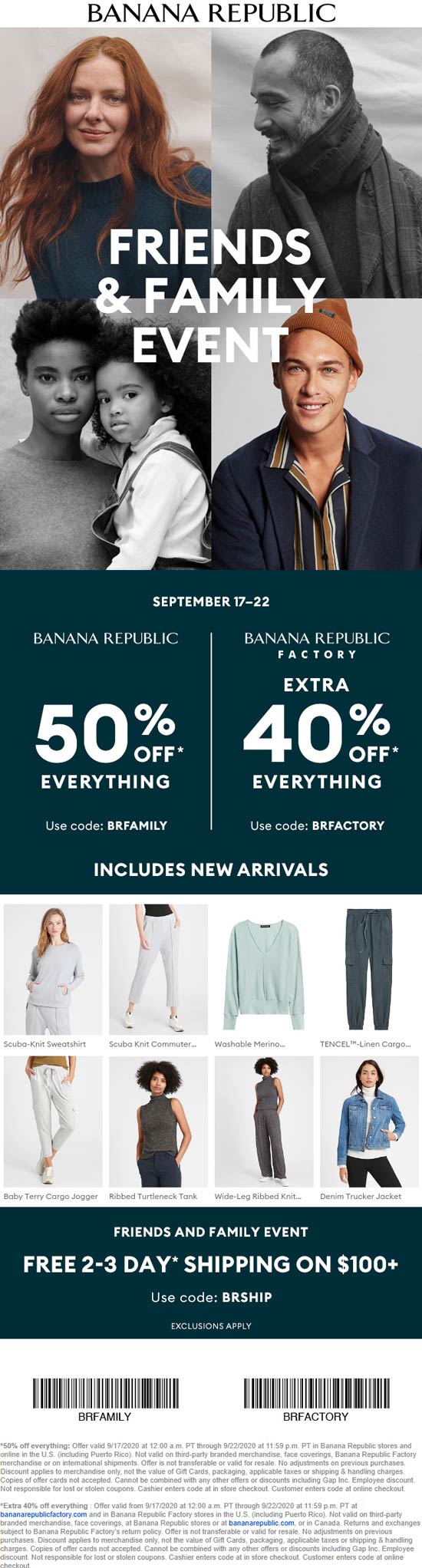 Banana Republic stores Coupon  50% off everything at Banana Republic & 40% at Factory, or online via promo code BRFAMILY & BRFACTORY #bananarepublic 