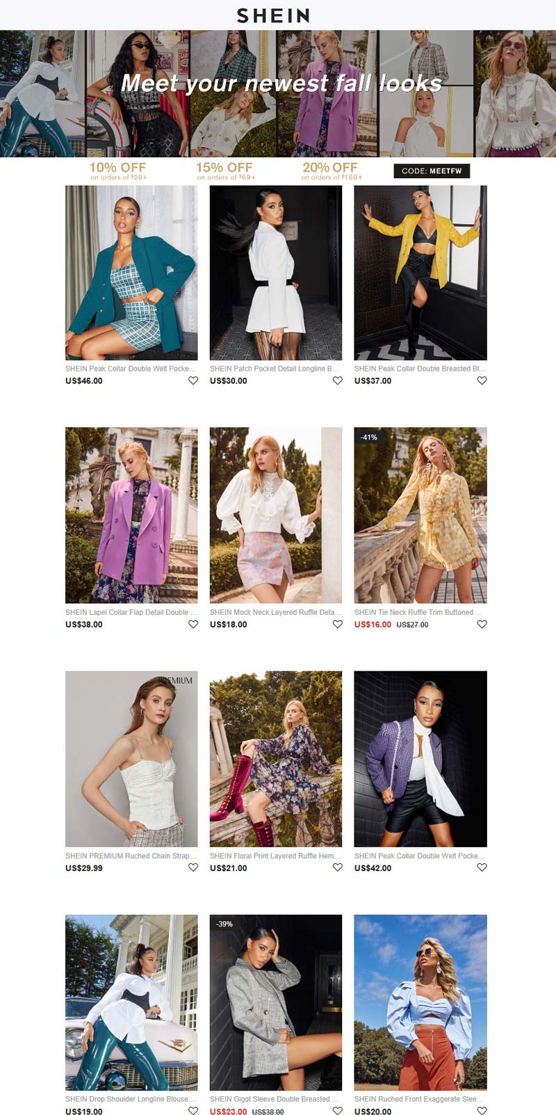 10-20% off at SHEIN via promo code MEETFW #shein | The Coupons App®