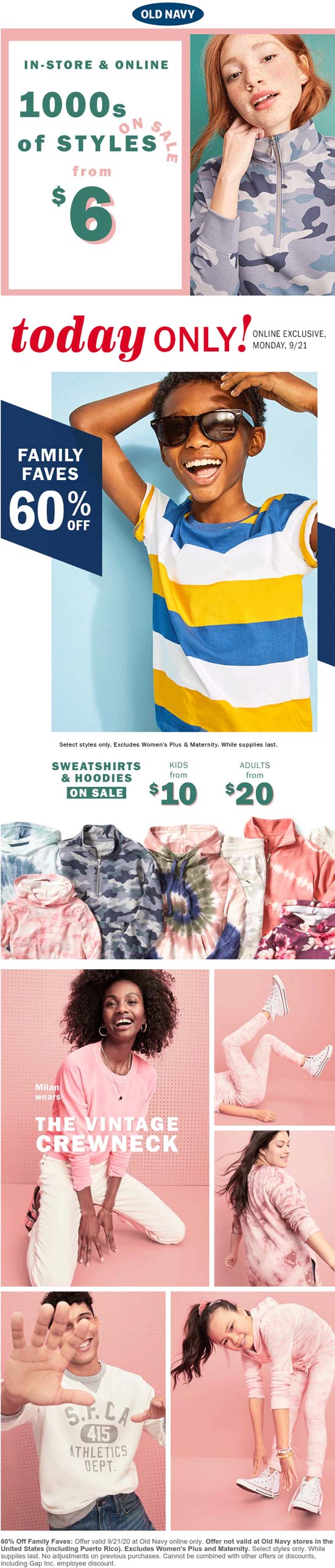 Old Navy stores Coupon  60% off family faves today online at Old Navy #oldnavy 