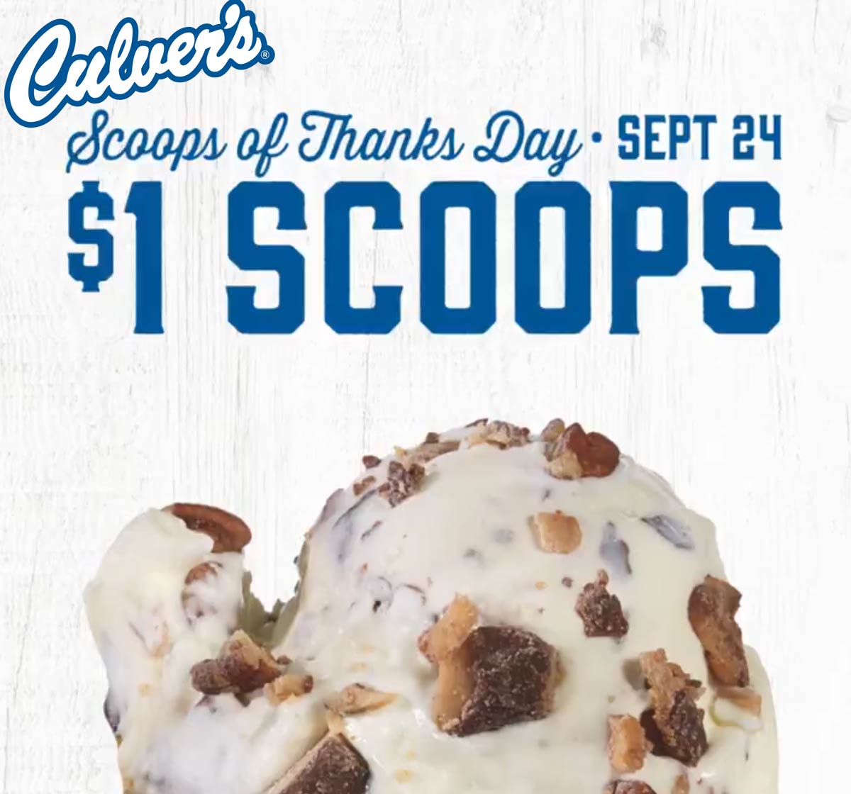 Culvers restaurants Coupon  $1 frozen custard scoops today at Culvers ice cream #culvers 