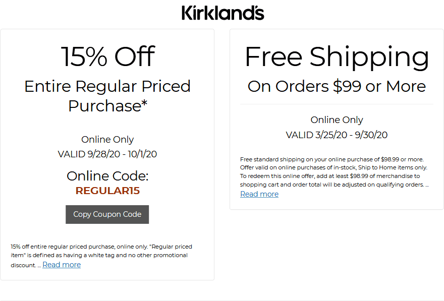 Kirklands stores Coupon  15% off online at Kirklands online via promo code REGULAR15 #kirklands 