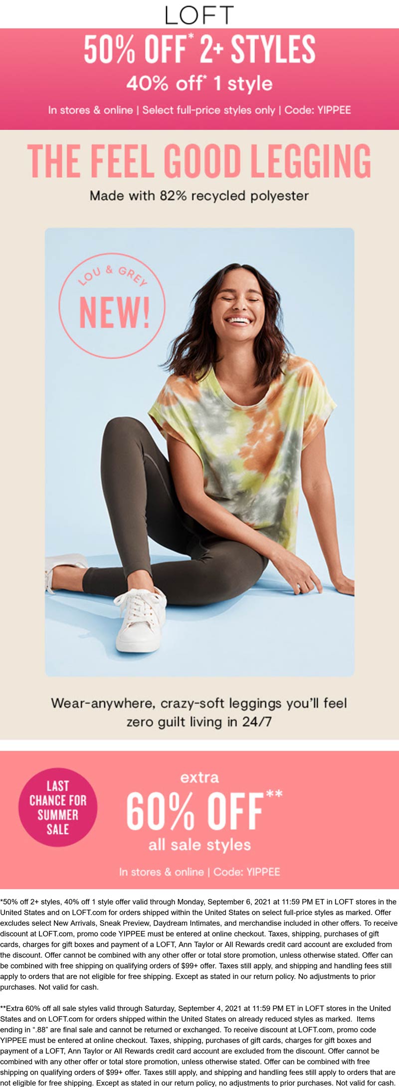 LOFT stores Coupon  40-50% off at LOFT, or online via promo code YIPPEE #loft 