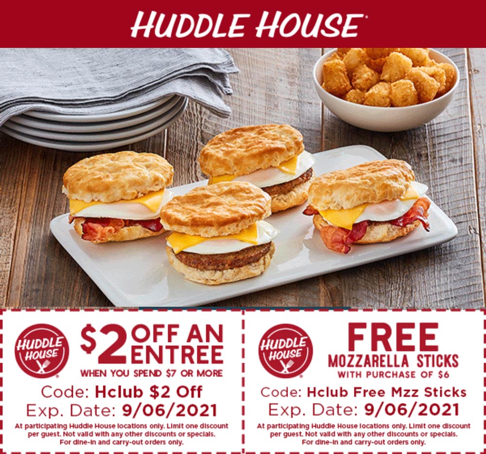 Huddle House restaurants Coupon  Free mozzarella sticks & more at Huddle House restaurants #huddlehouse 