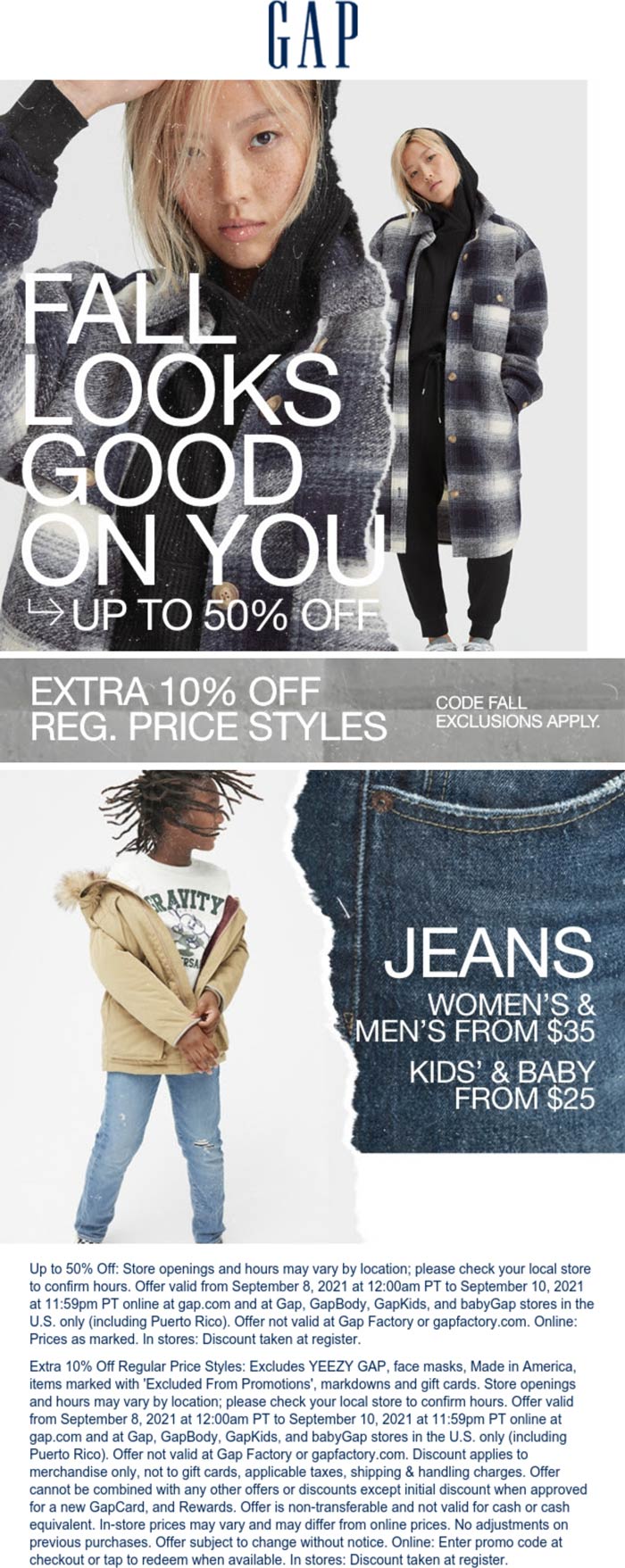 Gap stores Coupon  Extra 10% off & more at Gap, or online via promo code FALL #gap 