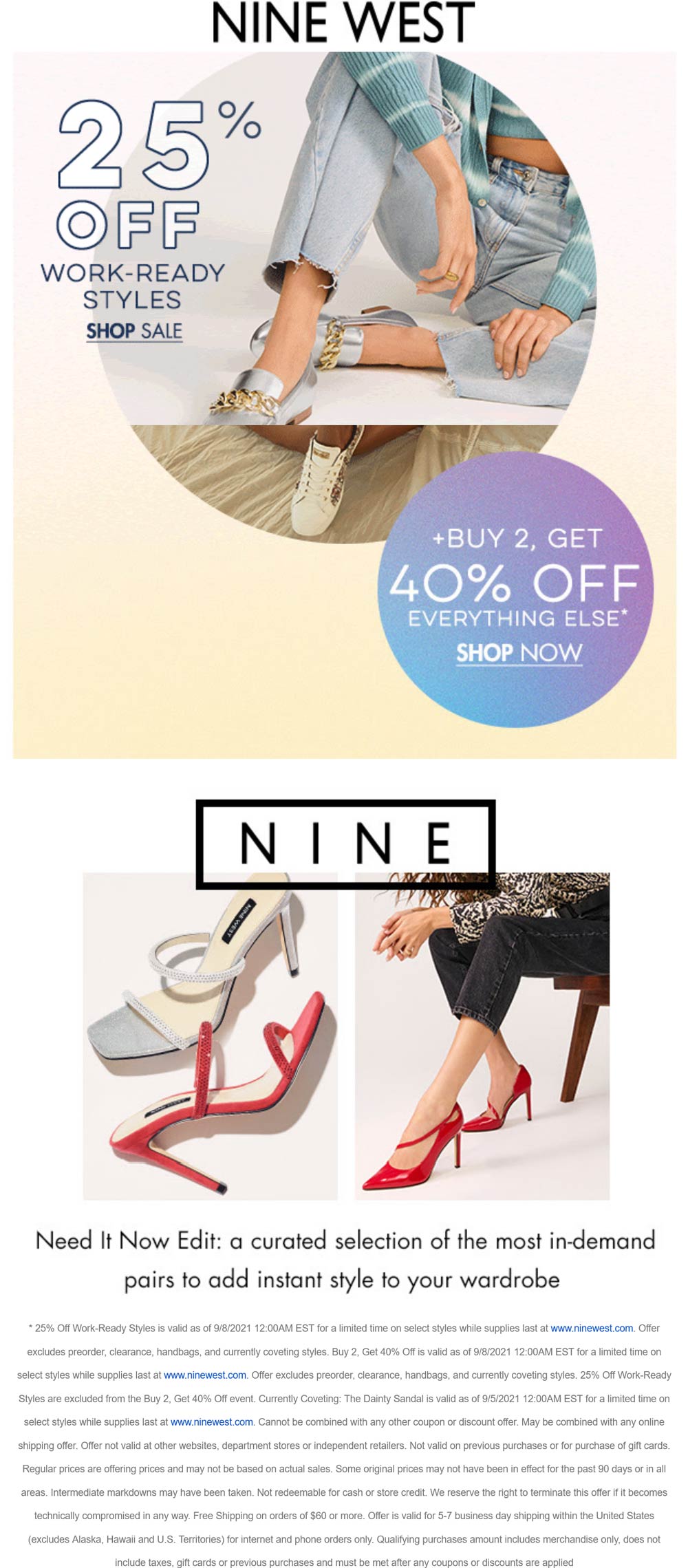 Nine West stores Coupon  25-40% off shoes & more at Nine West #ninewest 
