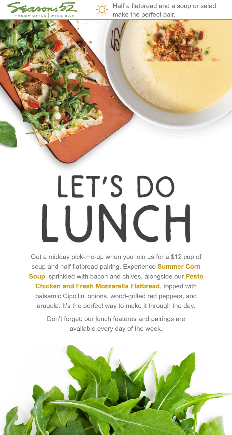 Seasons 52 restaurants Coupon  $12 cup of soup & half flatbread lunch at Seasons 52 #seasons52 
