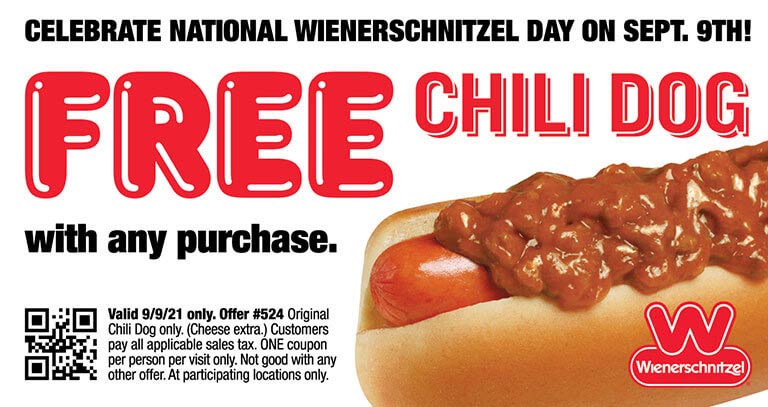 Wienerschnitzel restaurants Coupon  Free chili dog Thursday at Wienerschnitzel restaurants #wienerschnitzel 