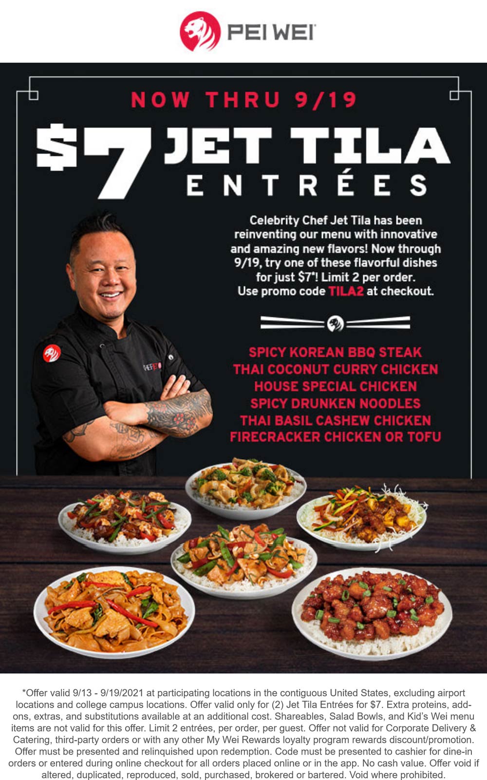 7 Jet Tila entrees at Pei Wei peiwei The Coupons App®