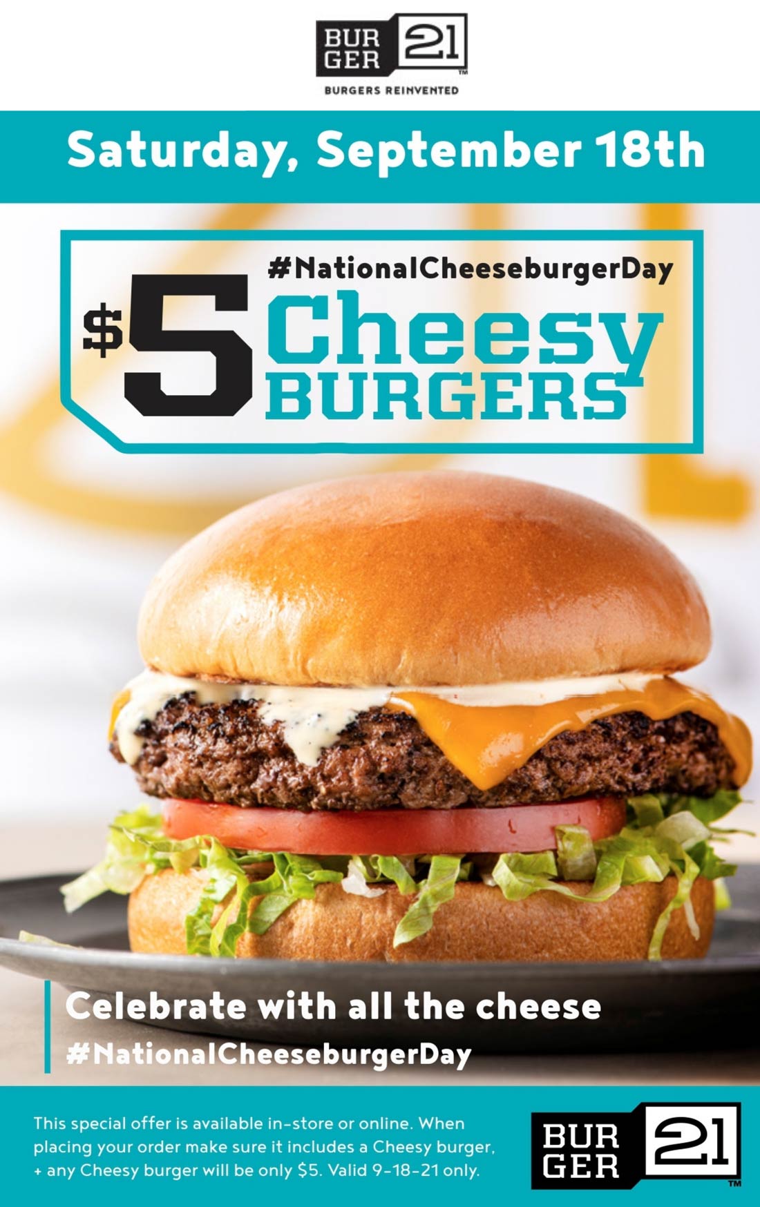 Burger 21 restaurants Coupon  $5 cheeseburger today at Burger 21 #burger21 