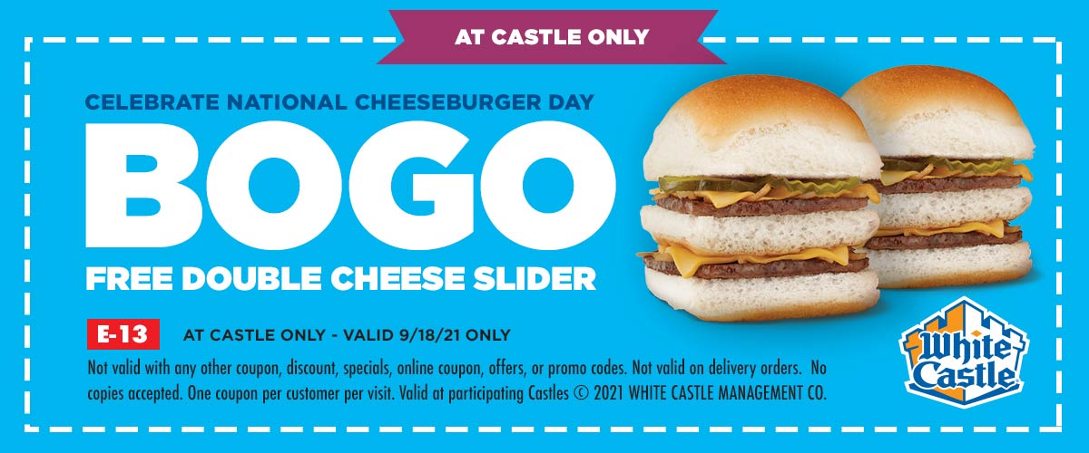 White Castle restaurants Coupon  Second double cheeseburger free today at White Castle #whitecastle 