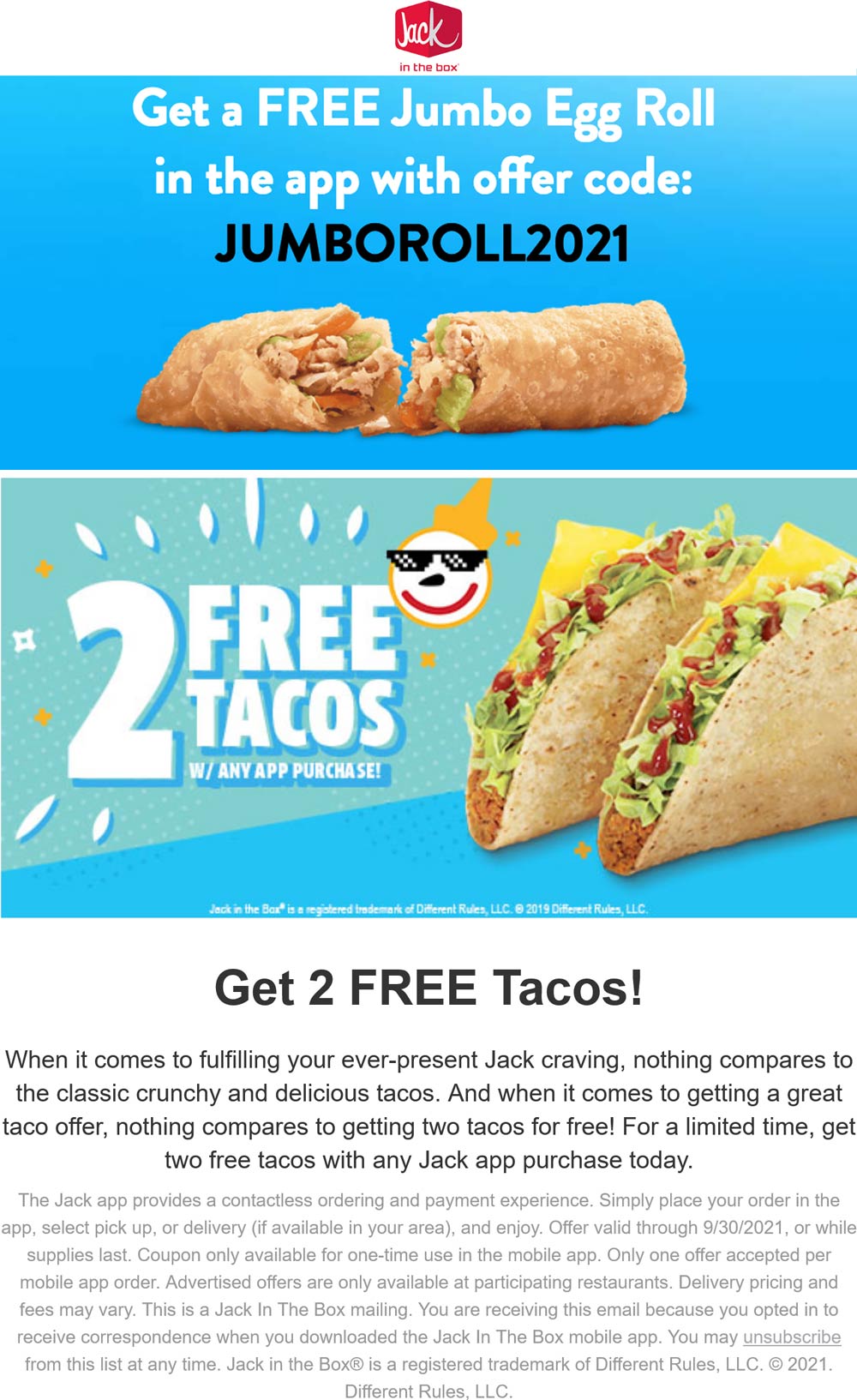 Jack in the Box restaurants Coupon  2 free tacos with any app order & more at Jack in the Box restaurants #jackinthebox 
