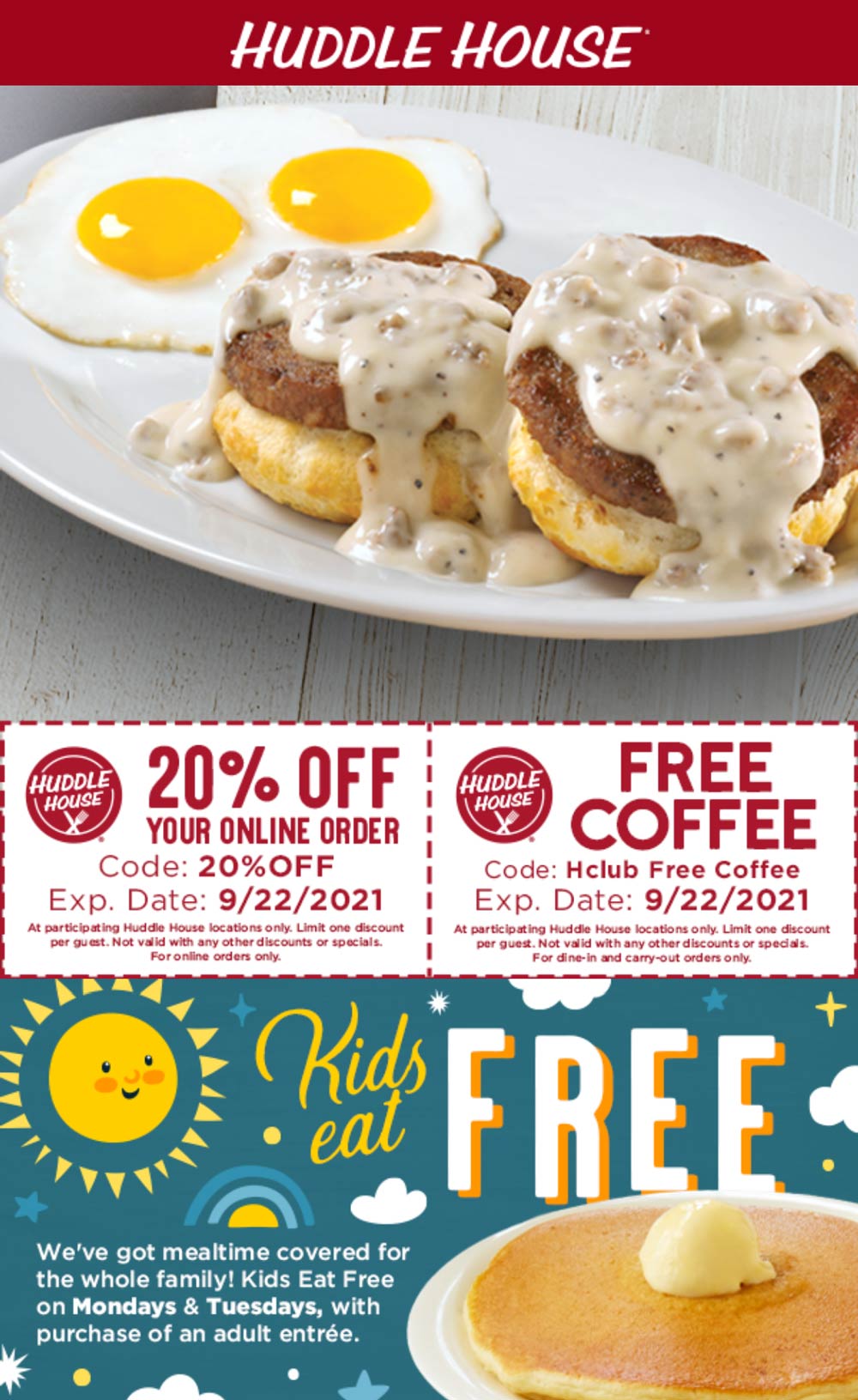 Free coffee & more at Huddle House huddlehouse The Coupons App®