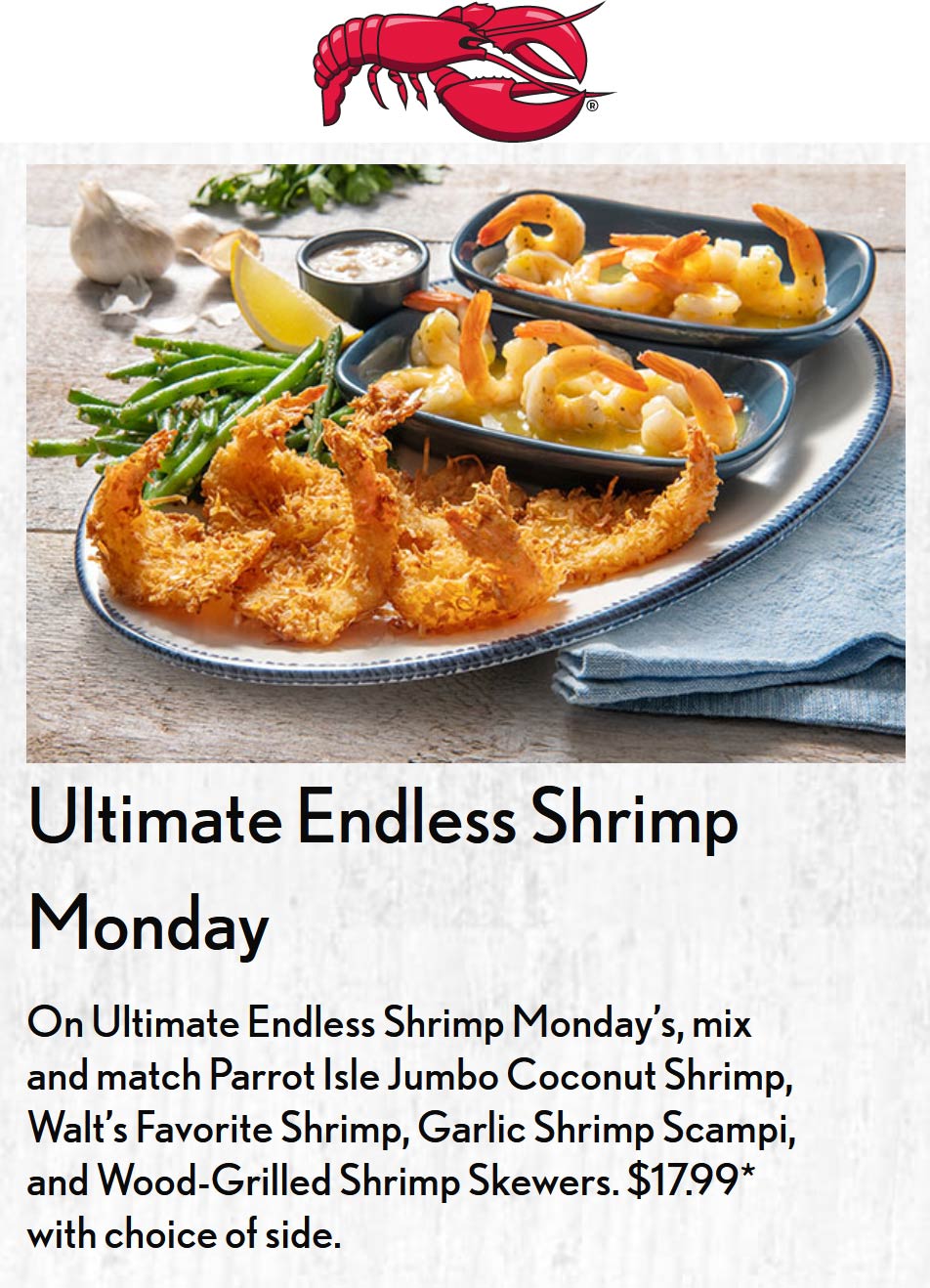 Red Lobster restaurants Coupon  Bottomless shrimp for $18 today at Red Lobster restaurants #redlobster 