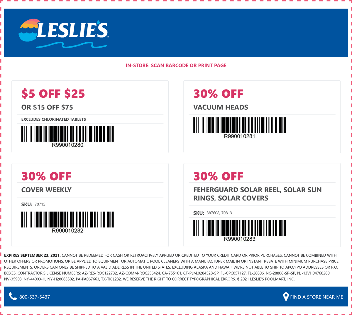 Leslies stores Coupon  $5-$15 off $25+ at Leslies Pool Supplies #leslies 