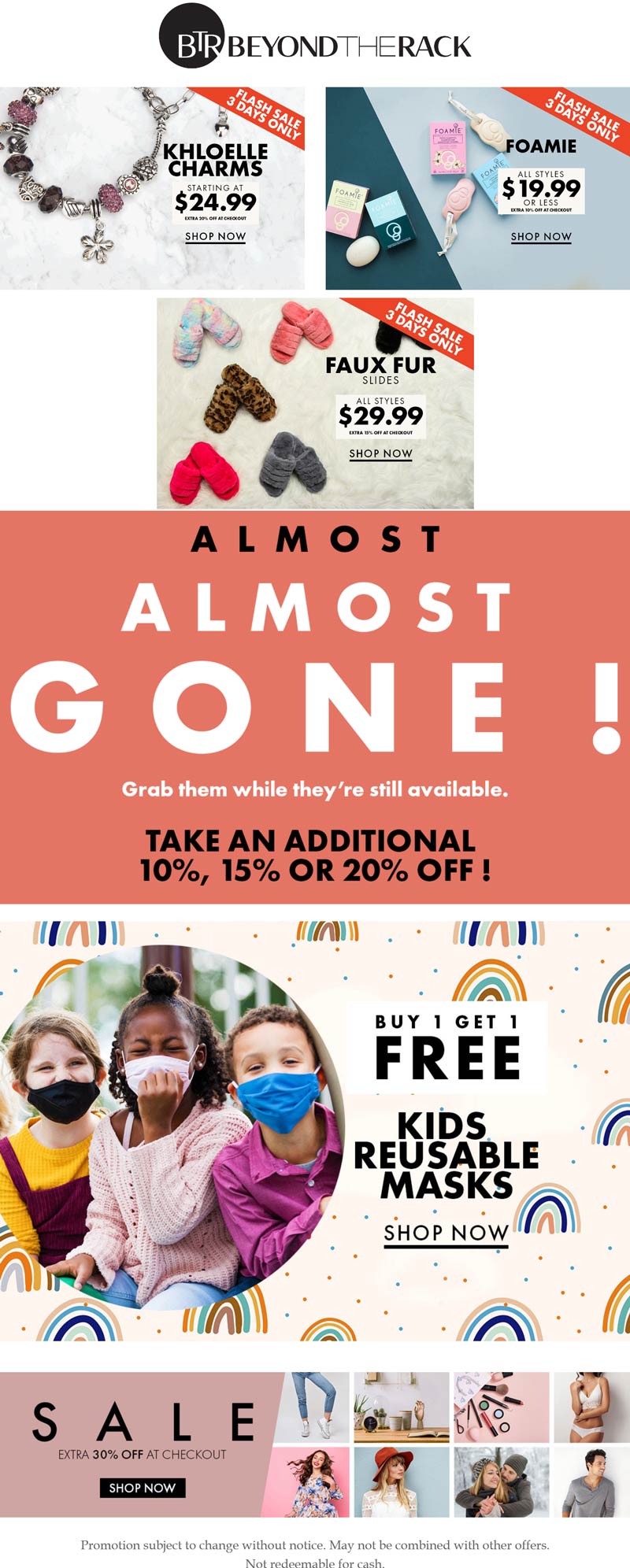 Beyond The Rack stores Coupon  10-20% off & 2nd kids mask free at Beyond The Rack #beyondtherack 