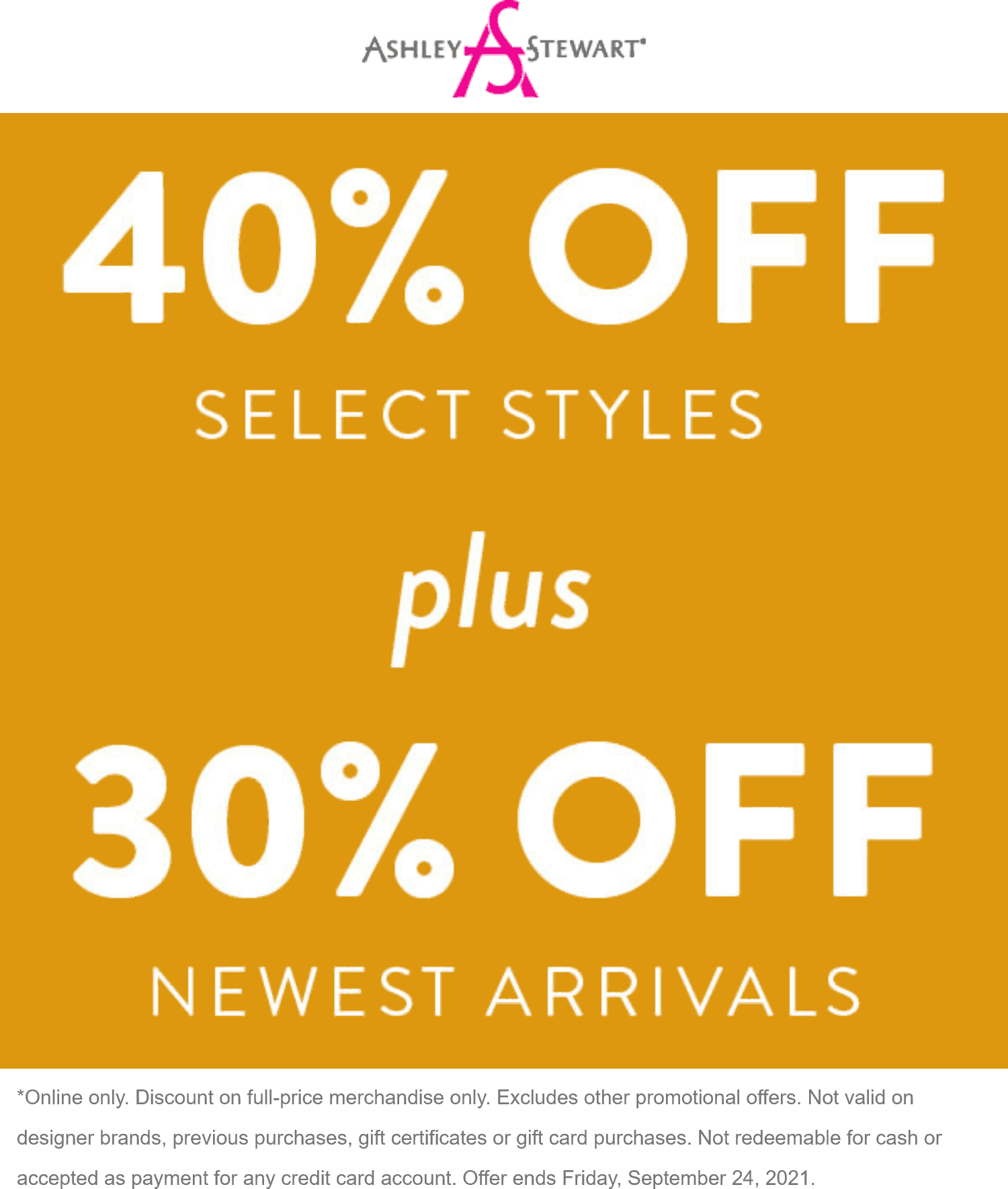 Ashley Stewart stores Coupon  30% off new arrivals online today at Ashley Stewart #ashleystewart 