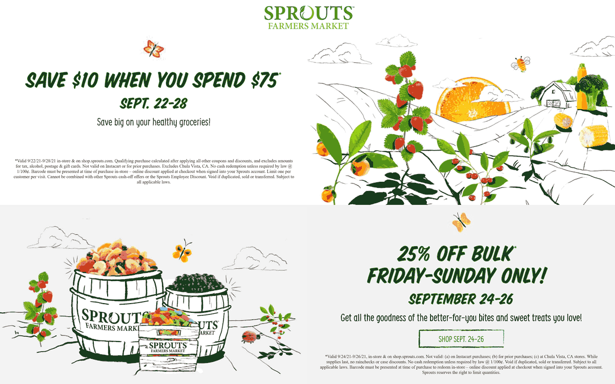 Sprouts Farmers Market stores Coupon  $10 off $75 at Sprouts Farmers Market grocery #sproutsfarmersmarket 
