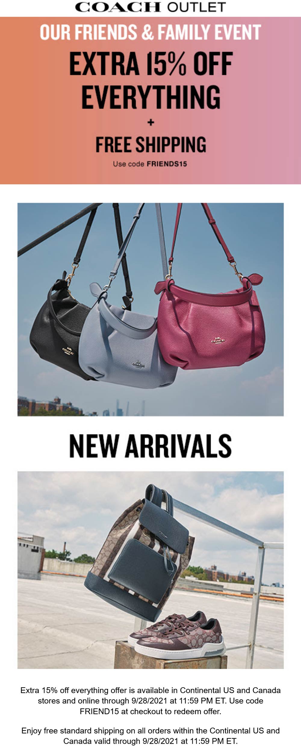 Extra 15% off everything at Coach Outlet via promo code FRIEND15 # coachoutlet | The Coupons App®
