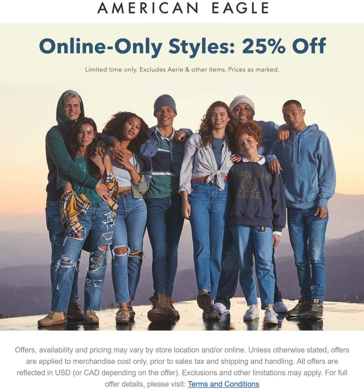 American Eagle stores Coupon  25% off online styles today at American Eagle #americaneagle 