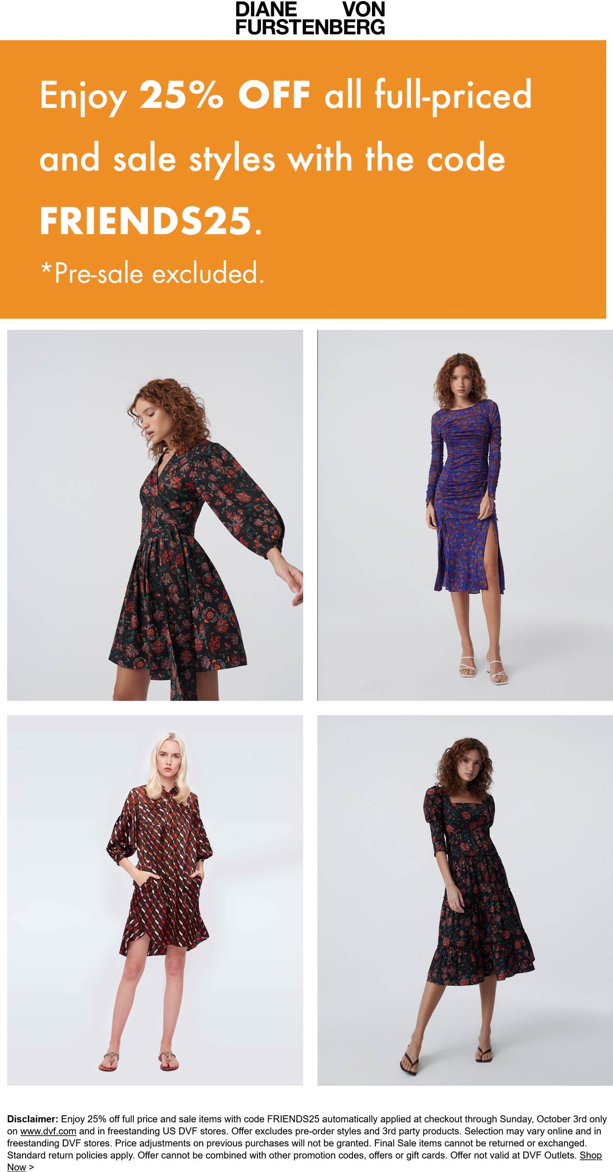 DVF stores Coupon  Extra 25% off sale styles at DVF, or online via promo code FRIENDS25 #dvf 