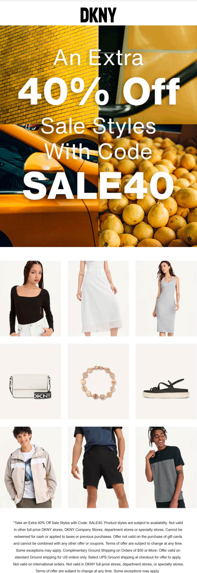 DKNY stores Coupon  Extra 40% off sale styles at DKNY via promo code SALE40 #dkny 