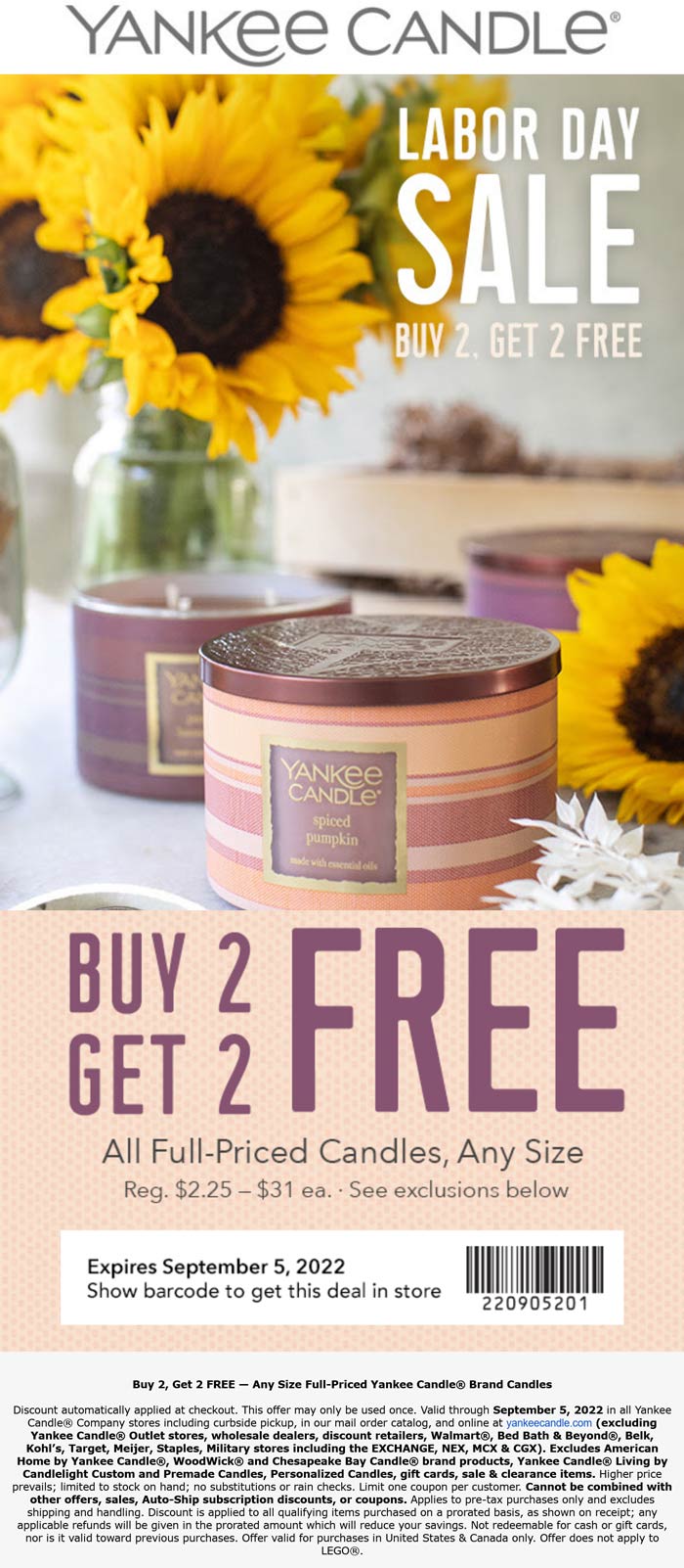 Yankee Candle coupons & promo code for July 2025