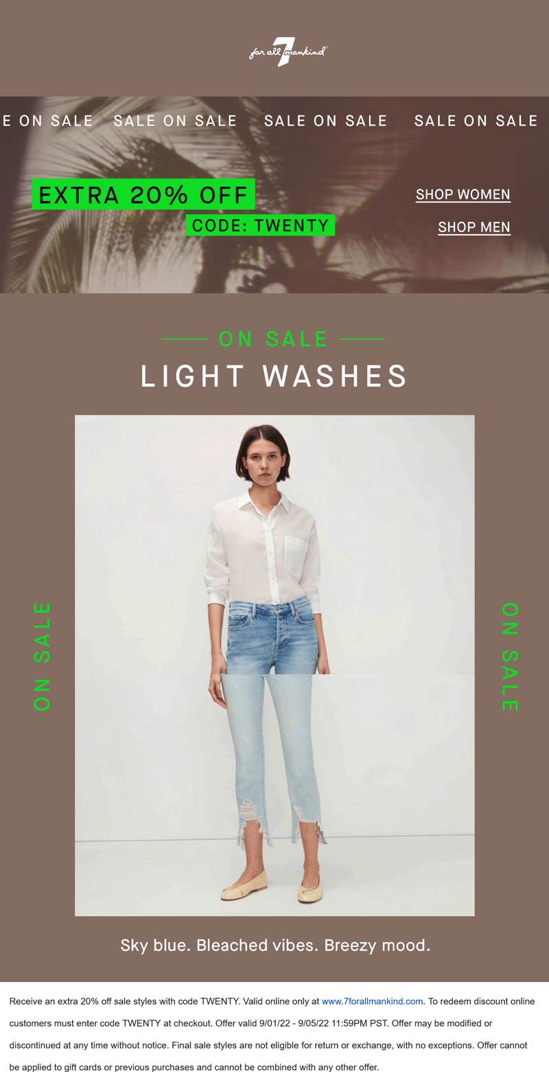 7 for all Mankind coupons & promo code for July 2025
