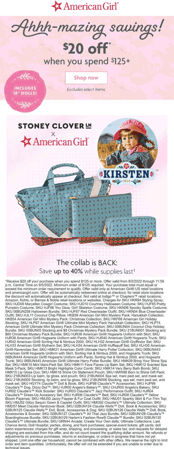 American Girl coupons & promo code for July 2025