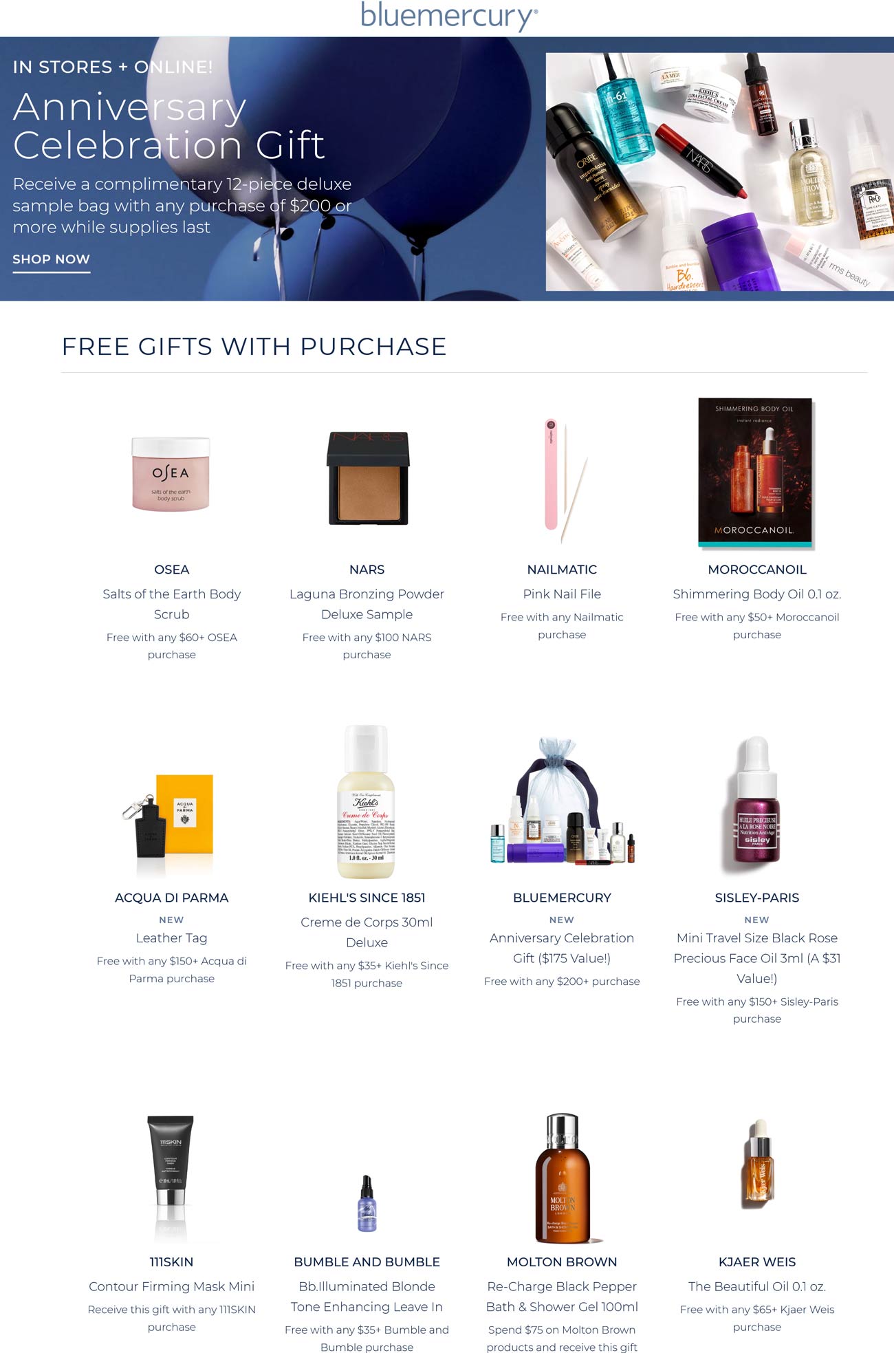 Bluemercury stores Coupon  Free 12pc on $200 & more at Bluemercury, ditto online #bluemercury 