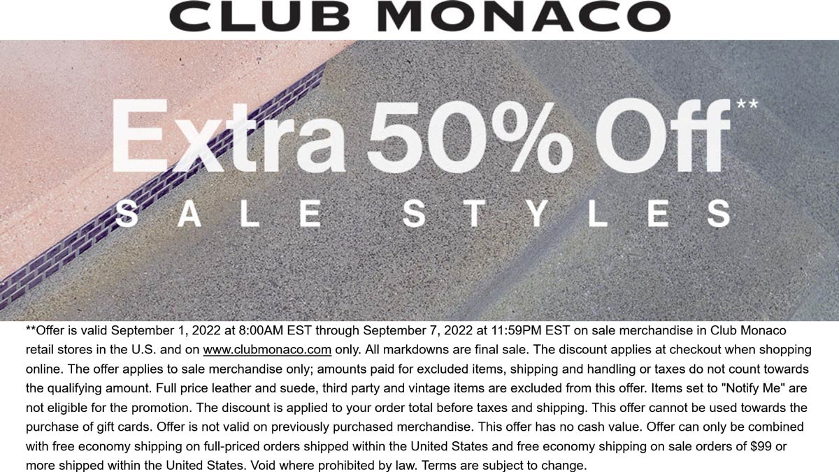 Club Monaco coupons & promo code for [November 2022]