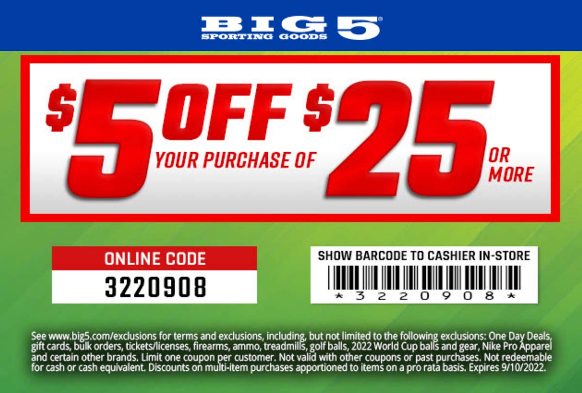 Big 5 January 2024 Coupons and Promo Codes 🛒