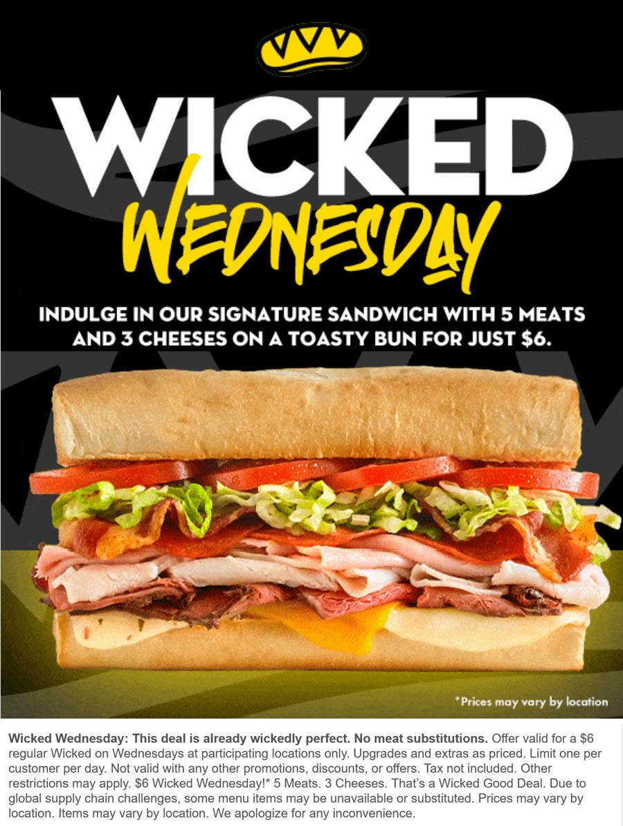 Which Wich restaurants Coupon  5 meat 3 cheese sandwich for $6 today at Which Wich #whichwich 