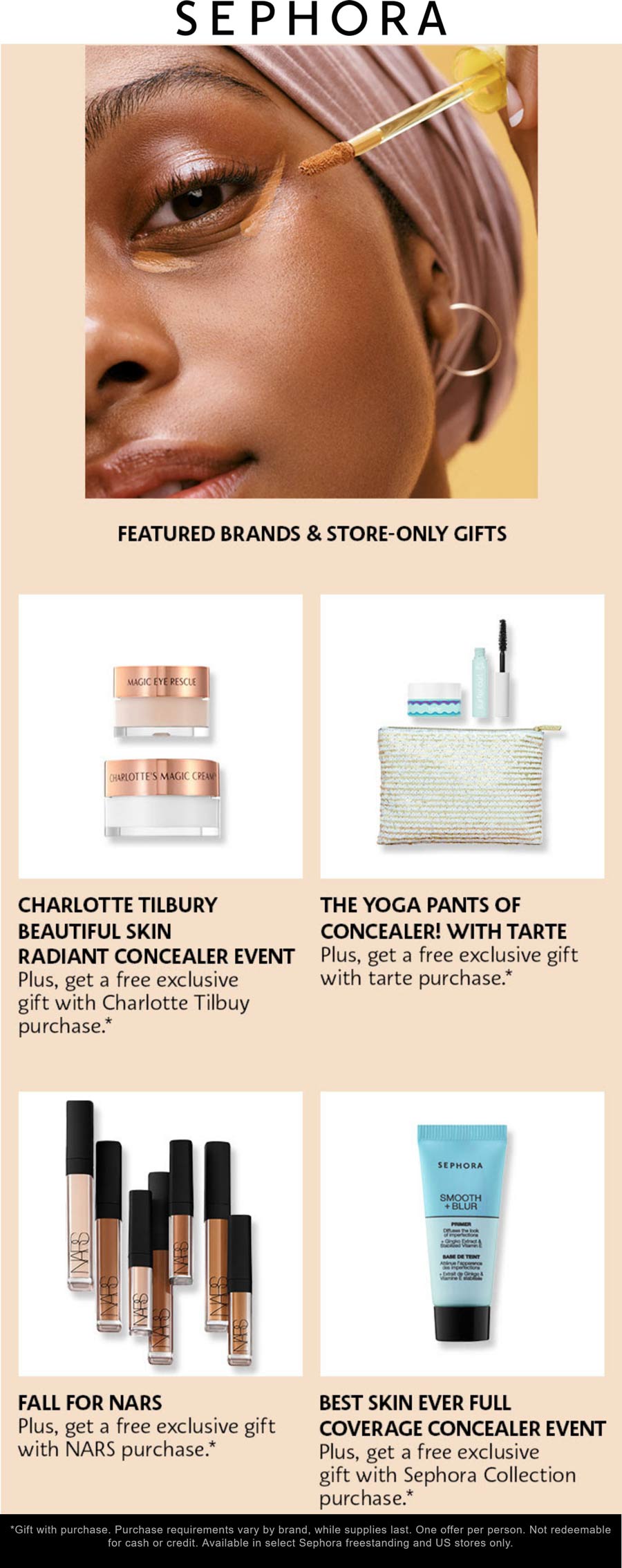 Sephora stores Coupon  Various item purchases come with free gifts at Sephora #sephora 