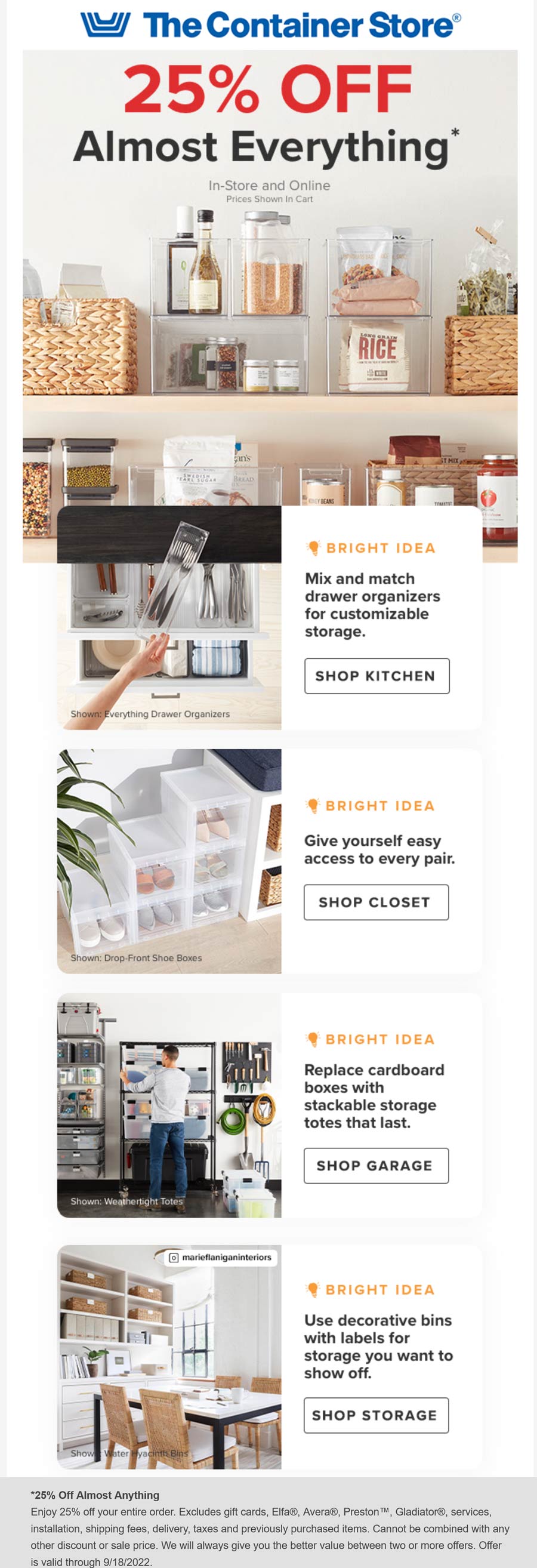 The Container Store stores Coupon  25% off at The Container Store, ditto online #thecontainerstore 