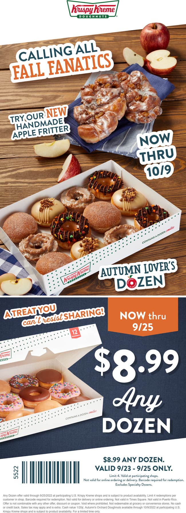 Krispy Kreme restaurants Coupon  Any dozen doughnuts for $9 at Krispy Kreme #krispykreme 