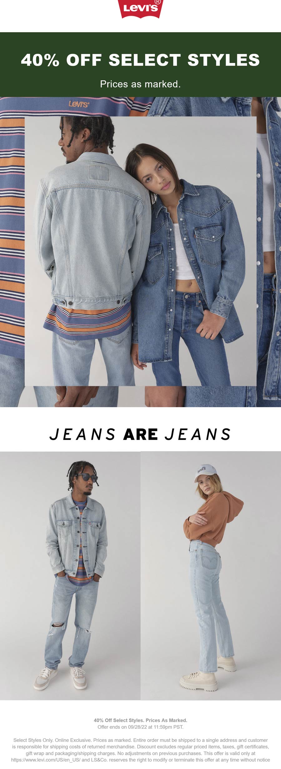 Levis stores Coupon  40% off various styles at Levis #levis 