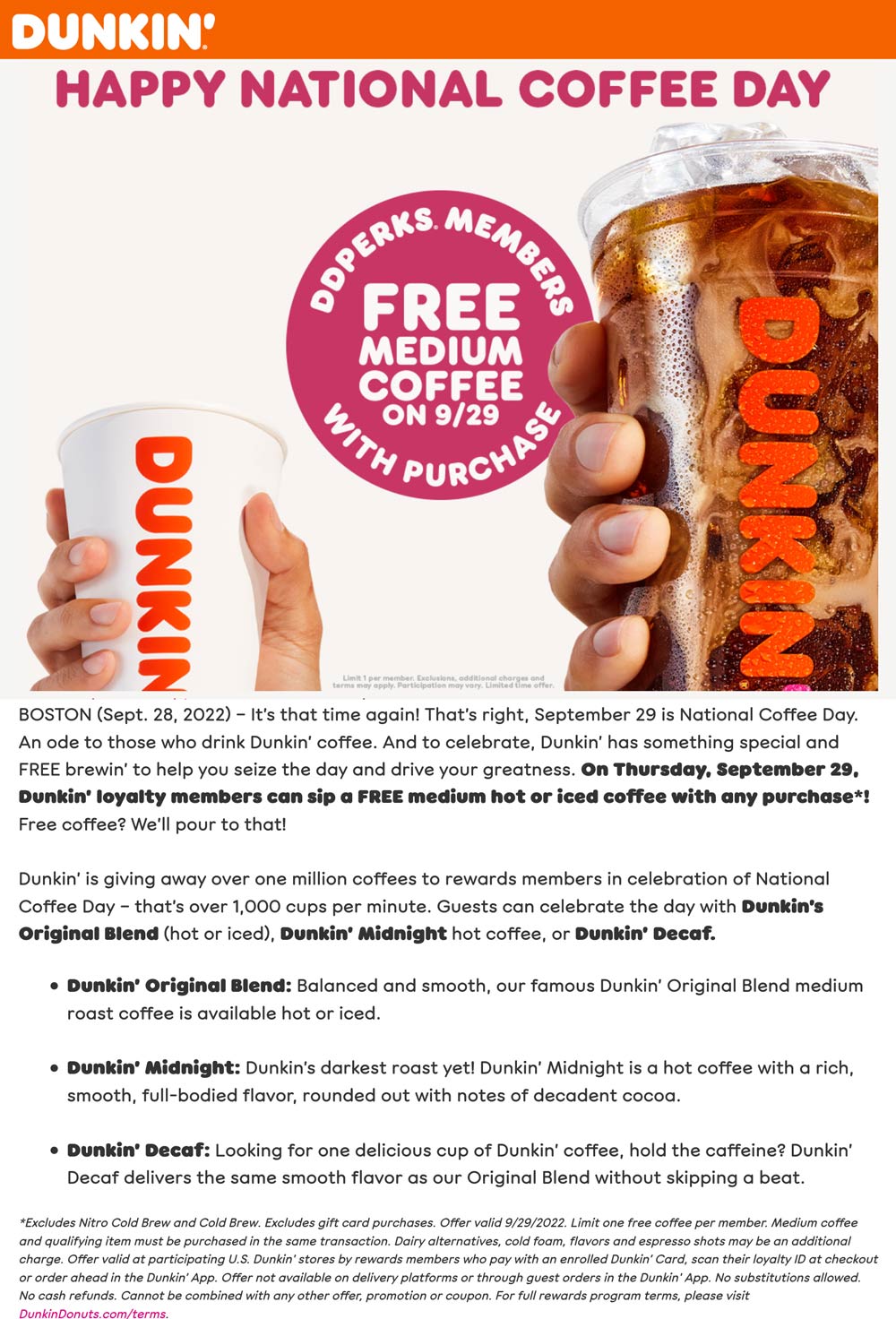 Dunkin Donuts coupons & promo code for [November 2022]