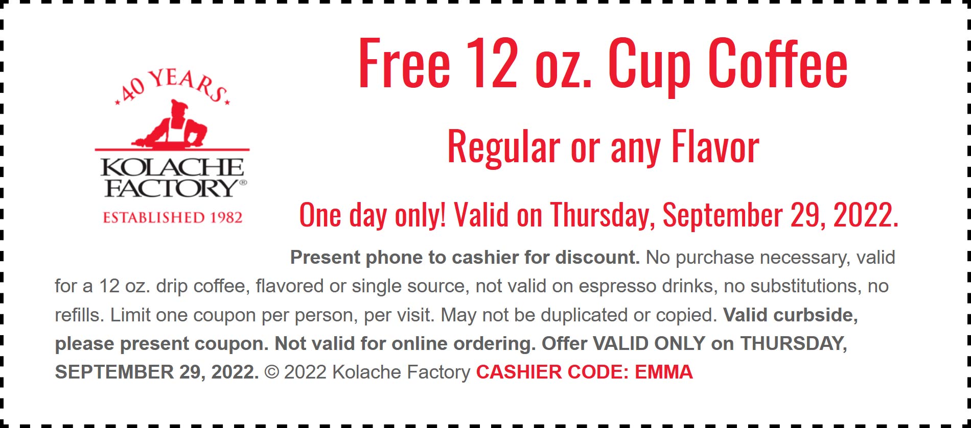 Kolache Factory coupons & promo code for [February 2023]